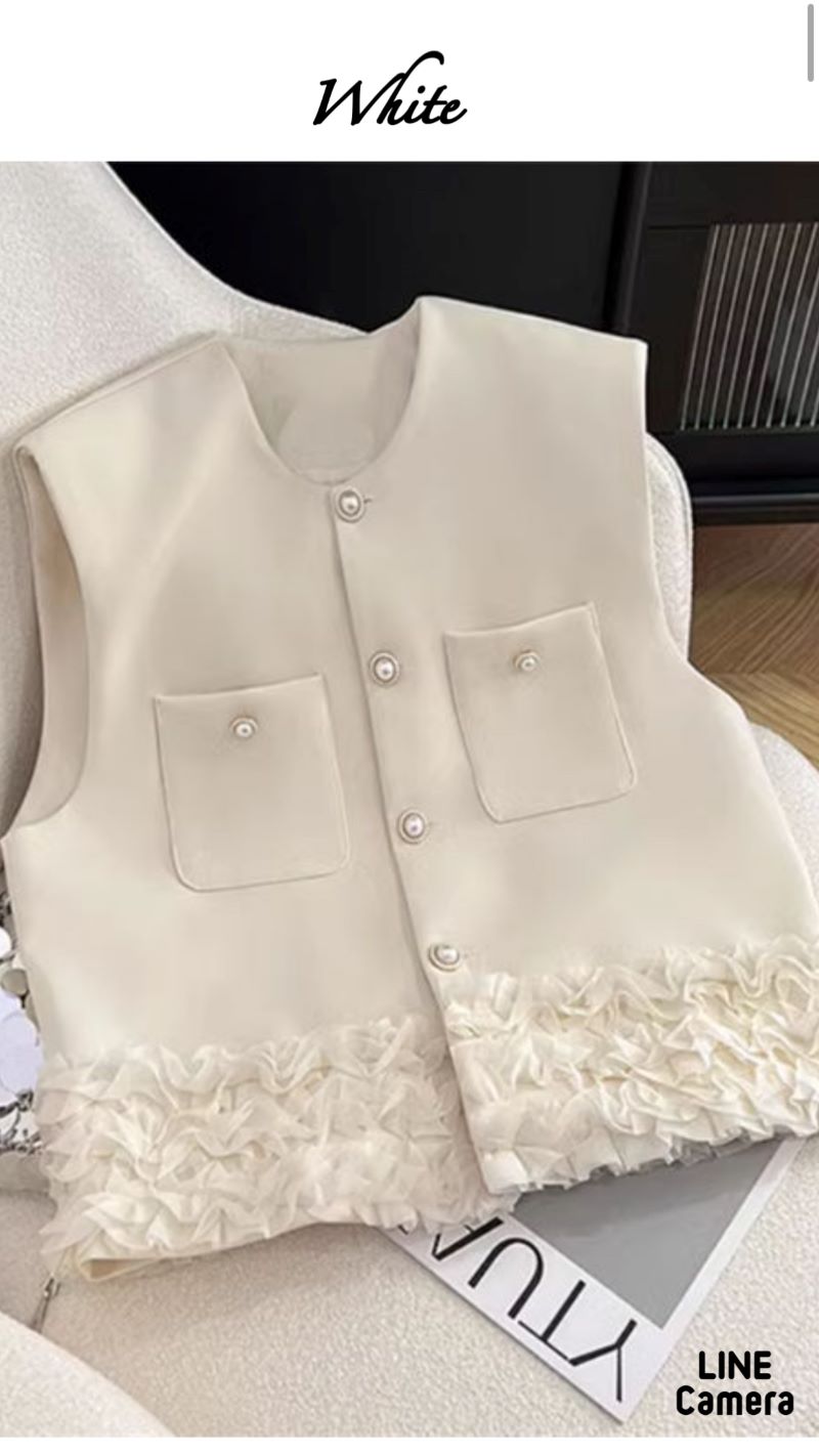 PearlボタンフリルベストJacket