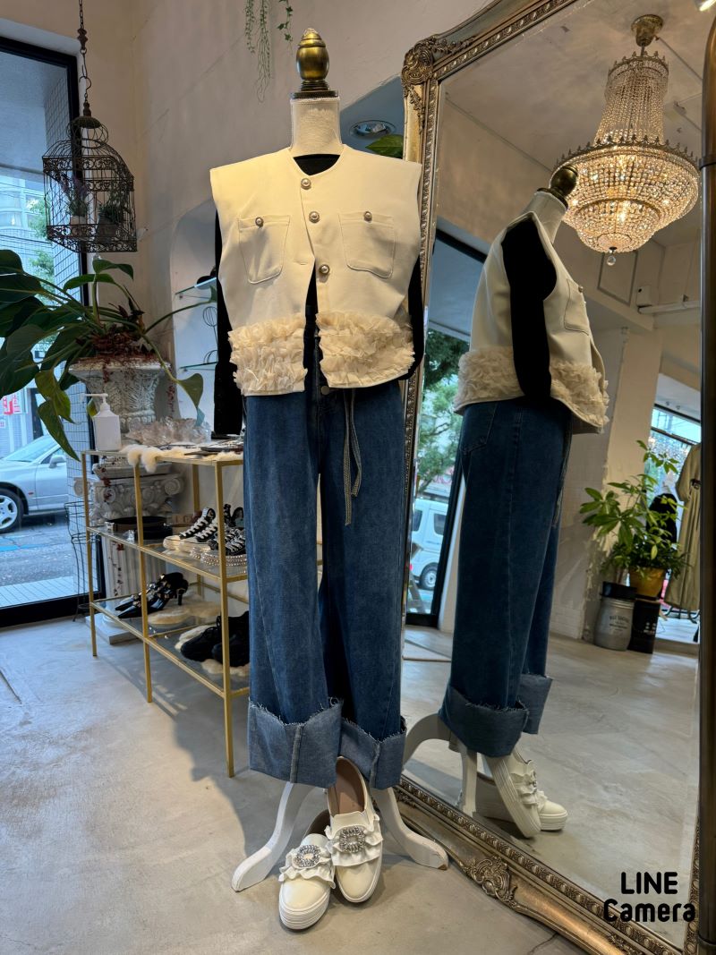PearlボタンフリルベストJacket