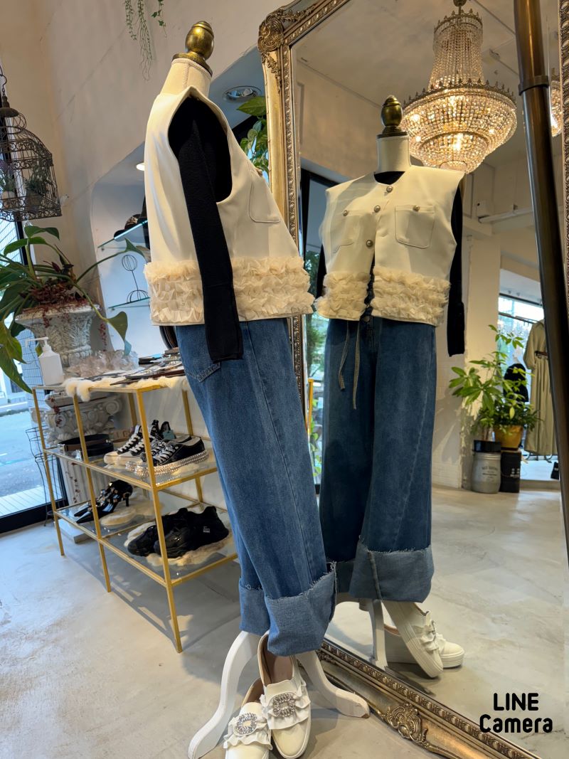 PearlボタンフリルベストJacket