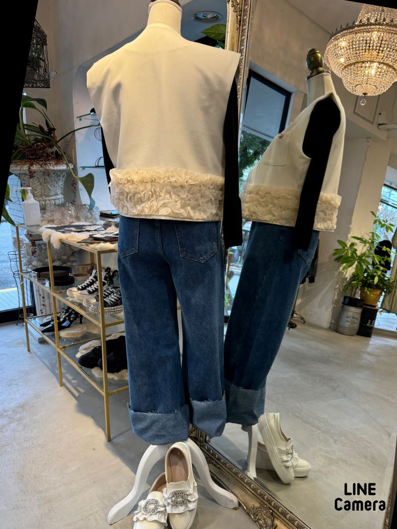PearlボタンフリルベストJacket