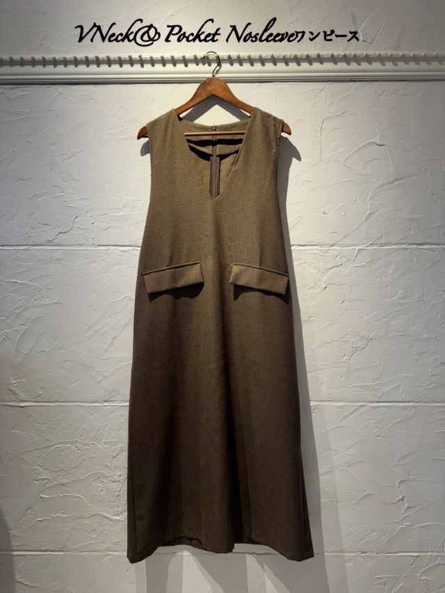 VNeck＆Pocket Nosleeveワンピース
