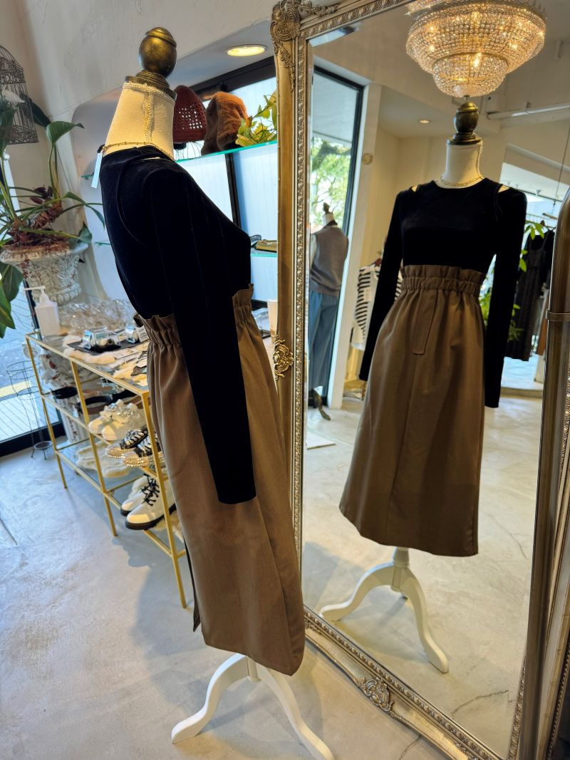 ベルベットTopsドッキングBycolorワンピース