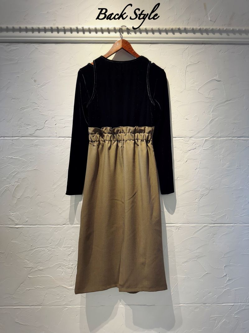 ベルベットTopsドッキングBycolorワンピース