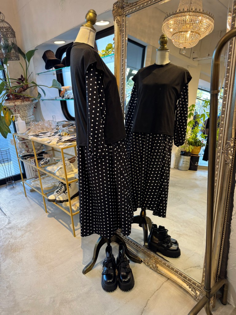 BackSlitベストSetドットワンピース2点