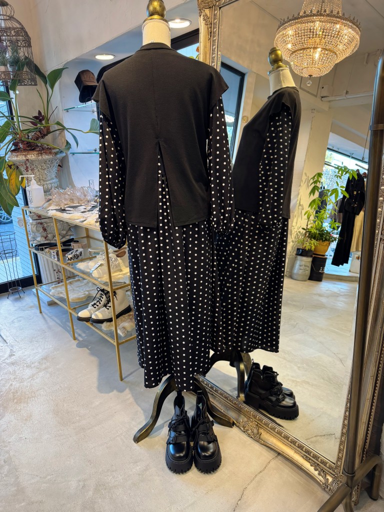 BackSlitベストSetドットワンピース2点