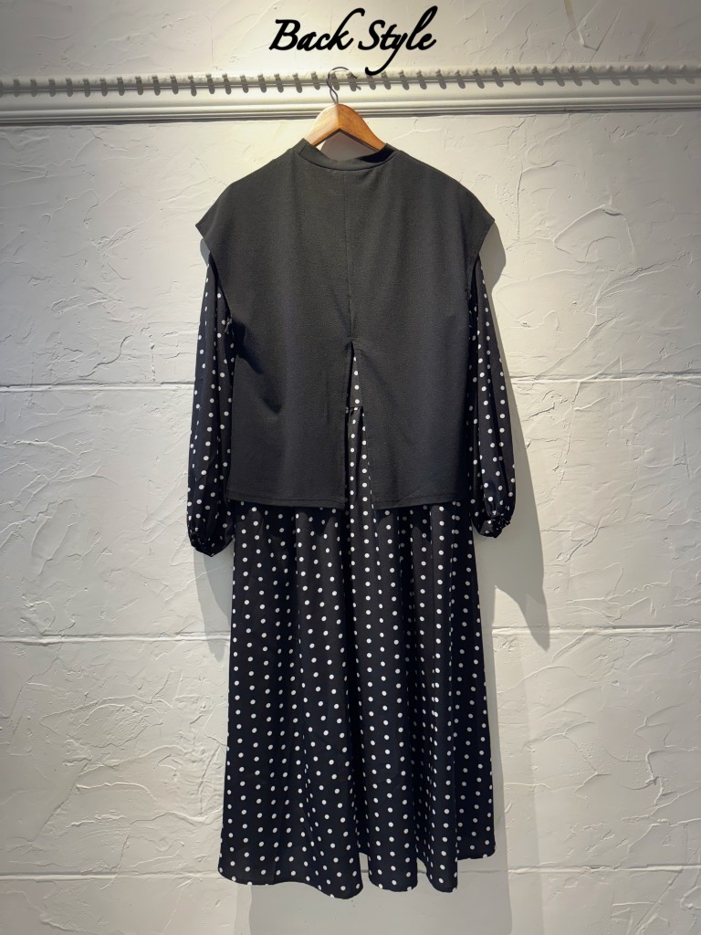 BackSlitベストSetドットワンピース2点