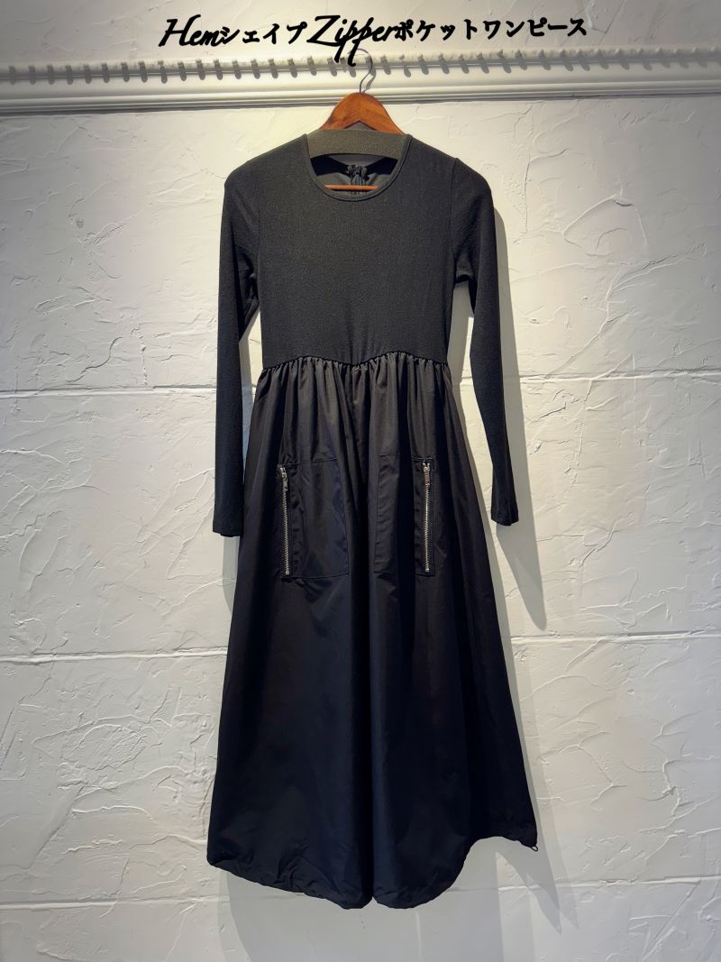 HemShapeZipperポケットワンピース