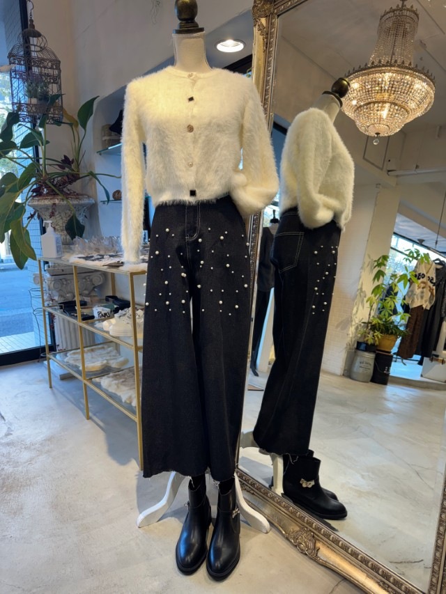 PearlBijourボタンMohairカーディガン