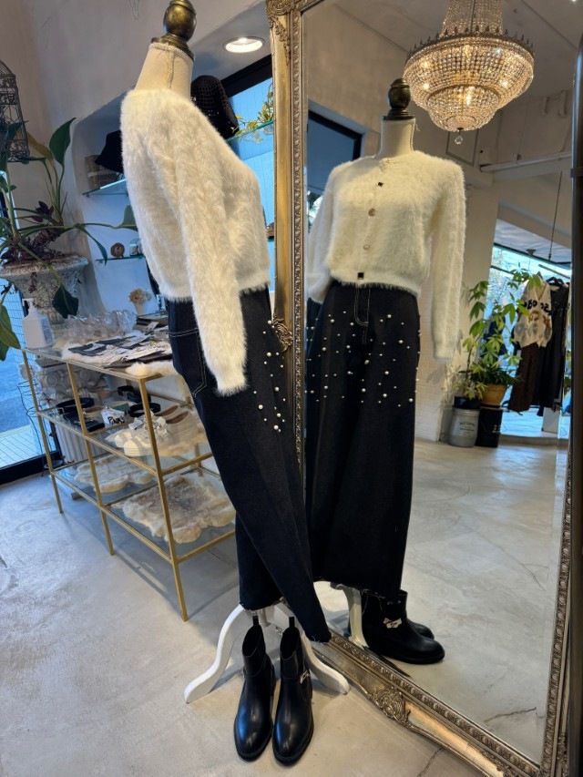 PearlBijourボタンMohairカーディガン