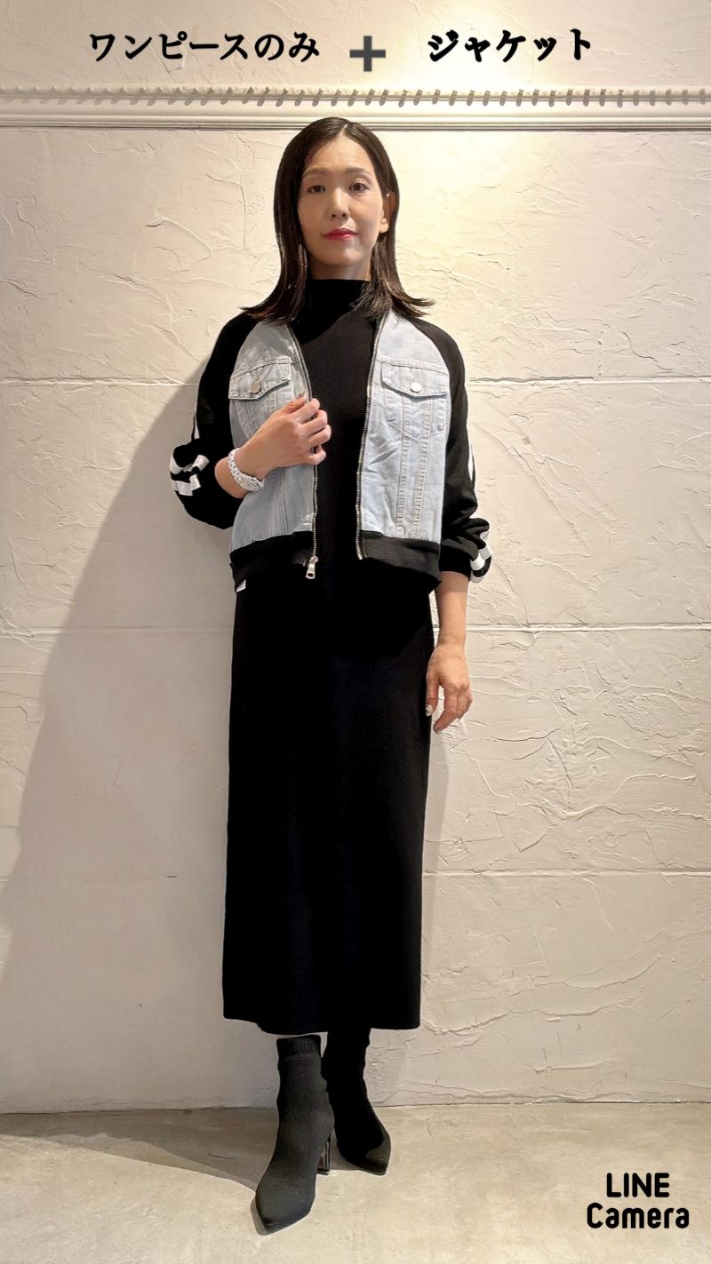 ドルマンSleeveカーディガン＋ニットワンピースSet