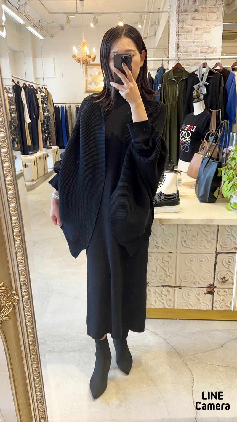 ドルマンSleeveカーディガン＋ニットワンピースSet