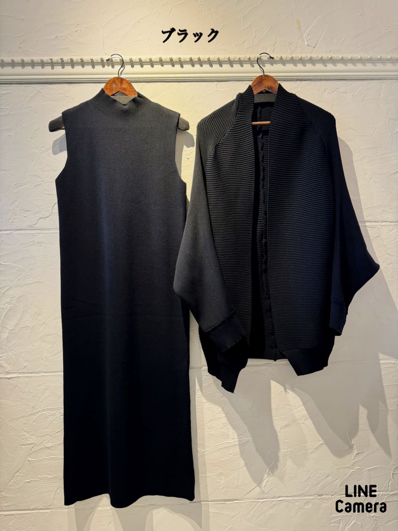 ドルマンSleeveカーディガン＋ニットワンピースSet