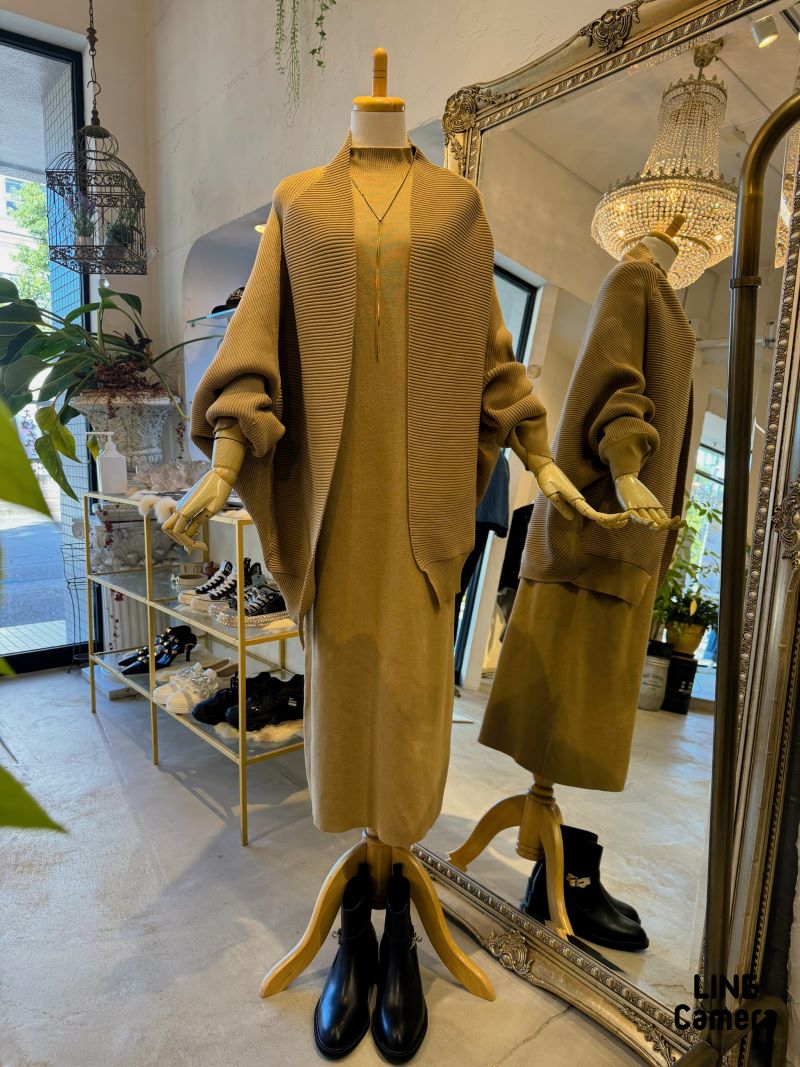 ドルマンSleeveカーディガン＋ニットワンピースSet | DRESS/ONEPIECE