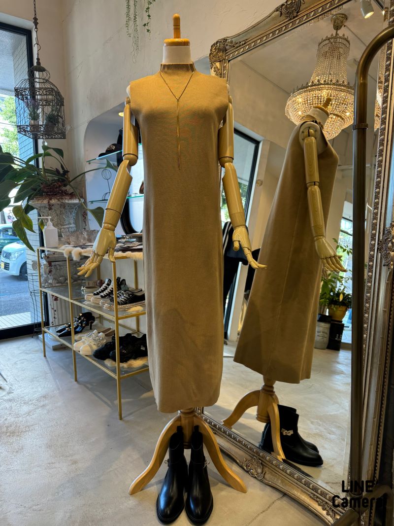 ドルマンSleeveカーディガン＋ニットワンピースSet