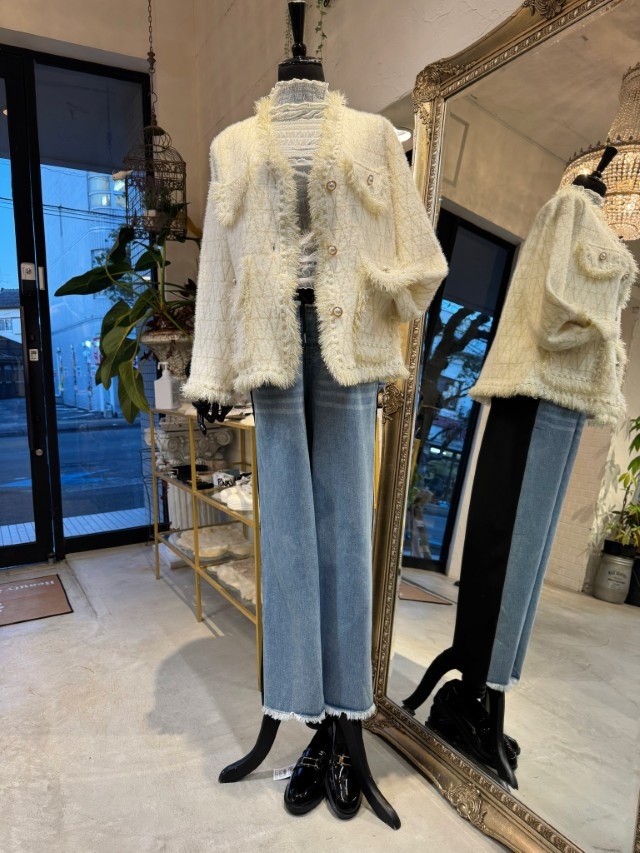 PearlボタンGoldMixニットJacket