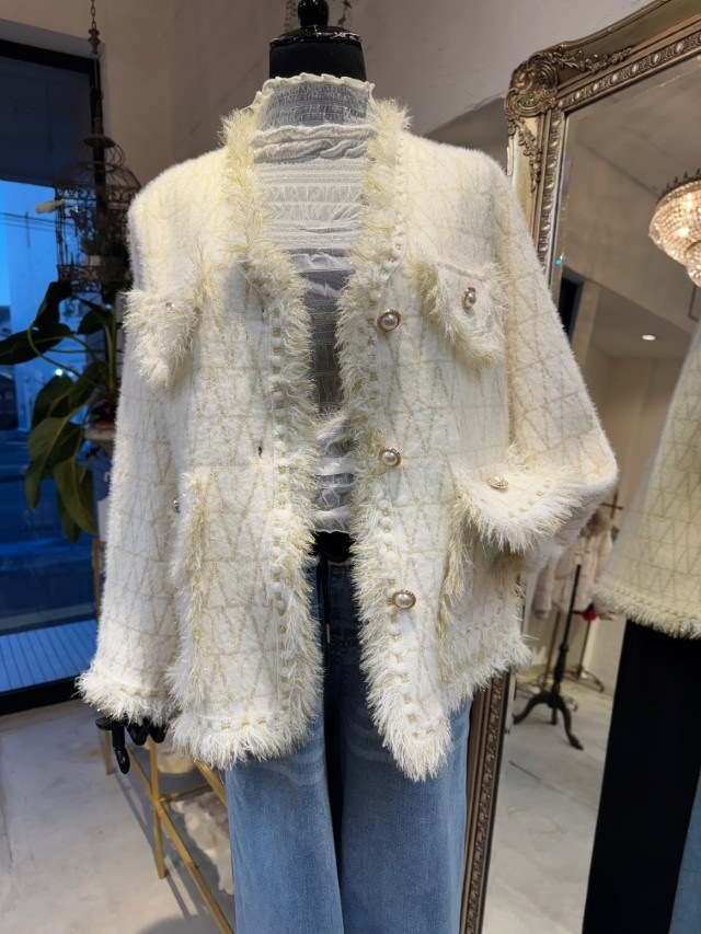 PearlボタンGoldMixニットJacket