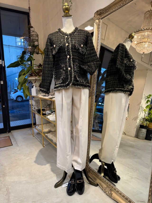 PearlボタンGoldMixニットJacket