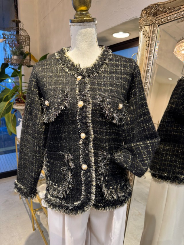 PearlボタンGoldMixニットJacket
