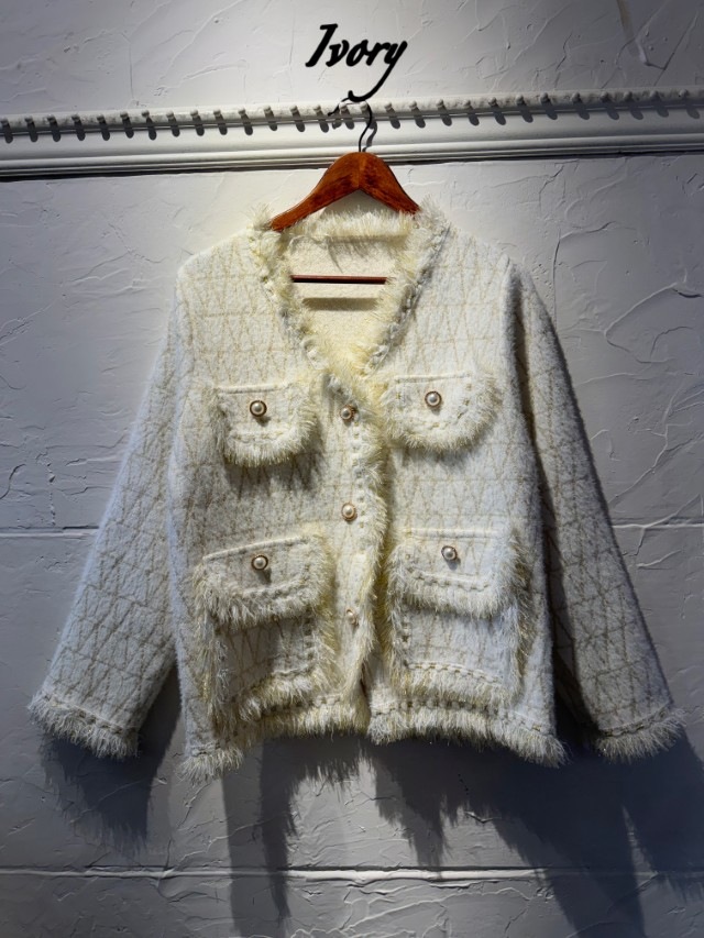 PearlボタンGoldMixニットJacket