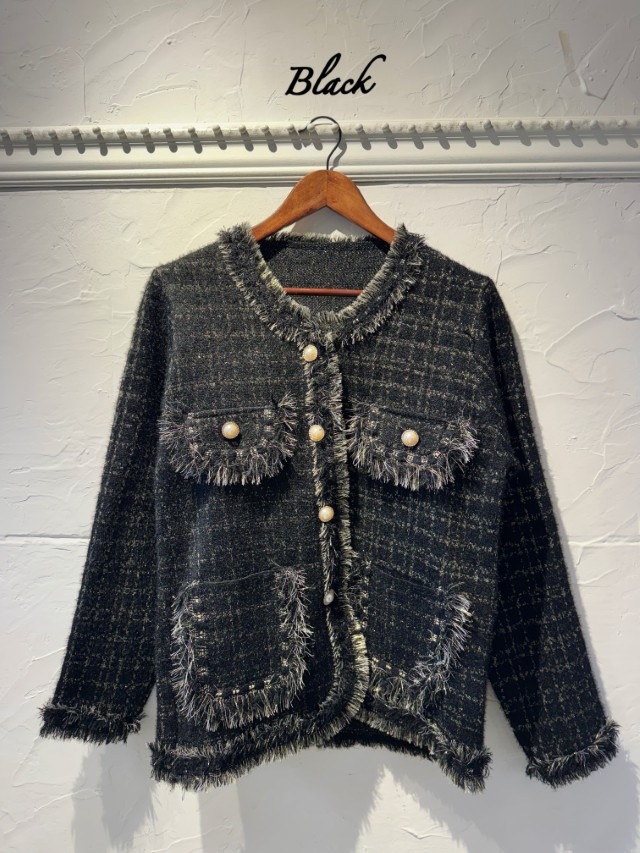 PearlボタンGoldMixニットJacket