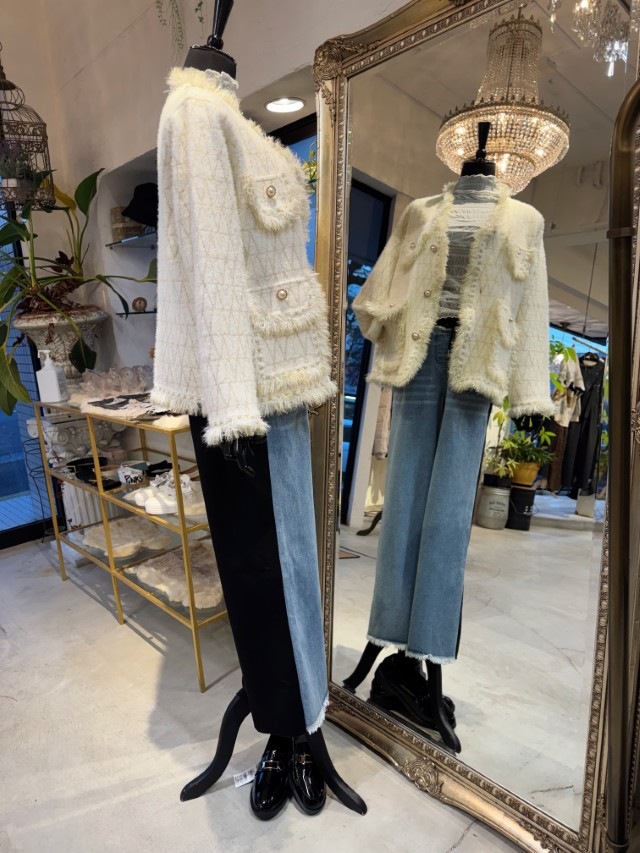 PearlボタンGoldMixニットJacket