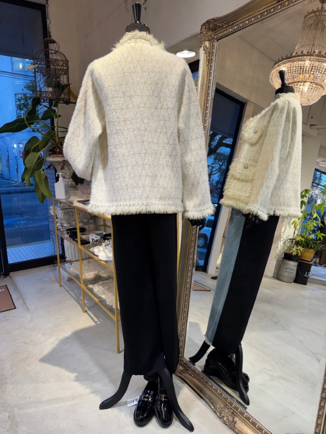 PearlボタンGoldMixニットJacket
