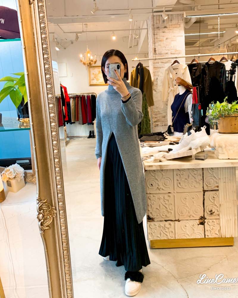 FrontスリットLongニットソー