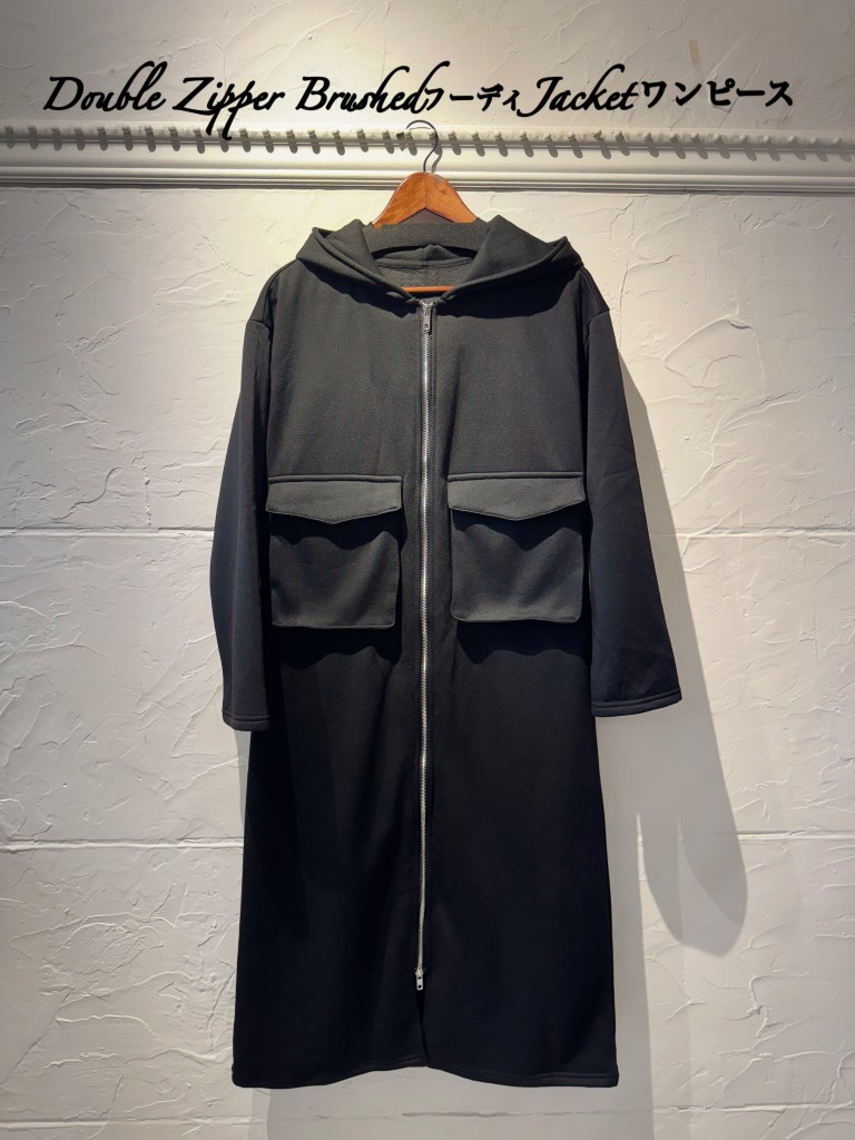 DoubleZipperBrushedフーディJacketワンピース