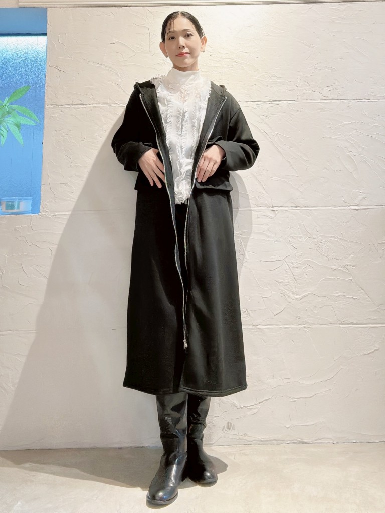 DoubleZipperBrushedフーディJacketワンピース