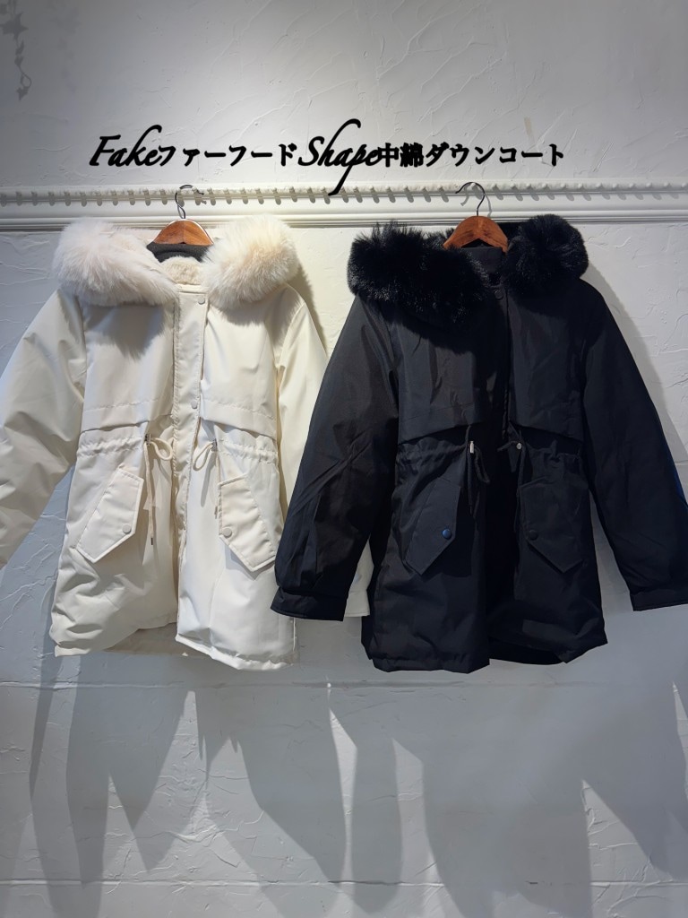 FakeFurフードShape中綿ダウンコート