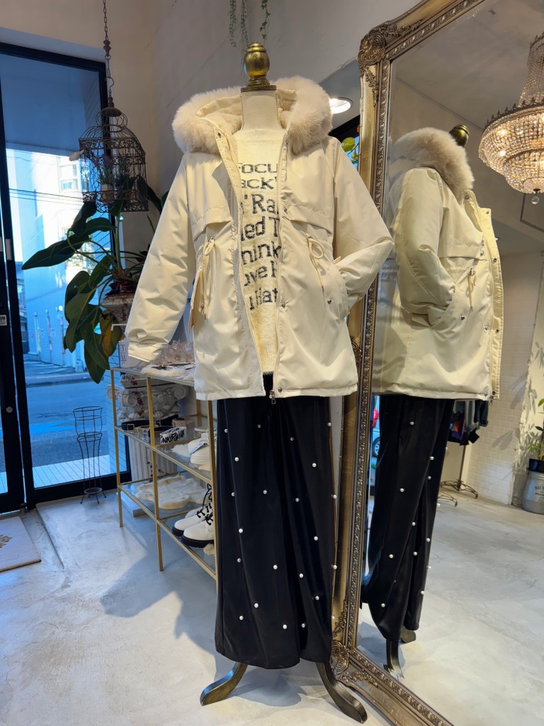 FakeFurフードShape中綿ダウンコート