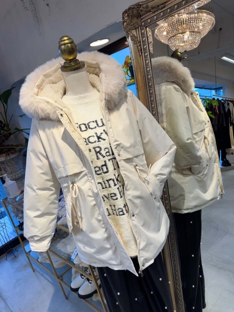 FakeFurフードShape中綿ダウンコート