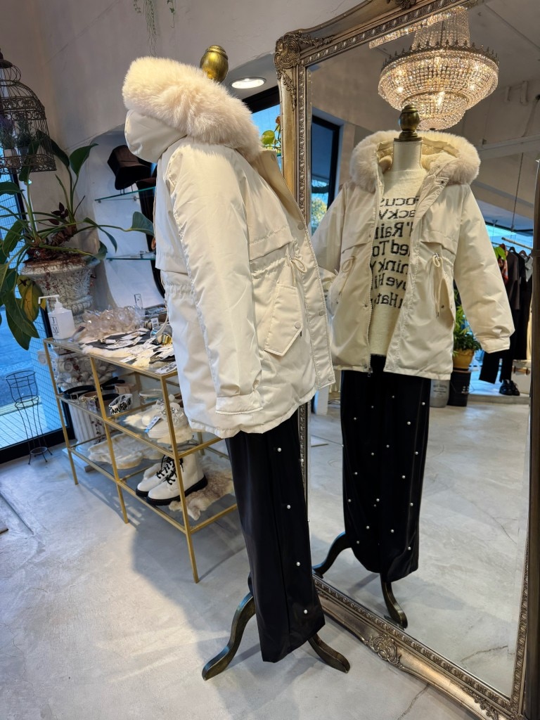 FakeFurフードShape中綿ダウンコート