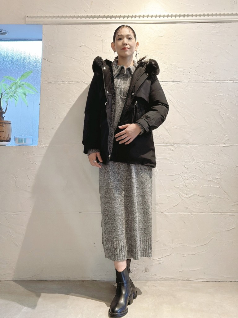 FakeFurフードShape中綿ダウンコート