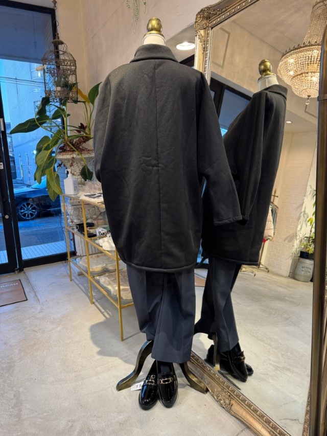 ZipperデザインBrushedケープコート