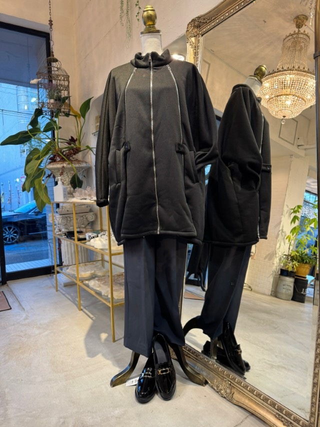 ZipperデザインBrushedケープコート