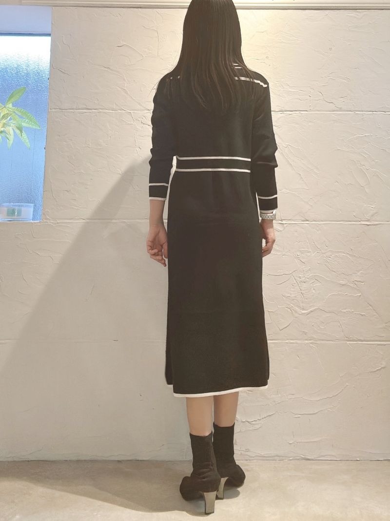 GoldボタンLineニットワンピース