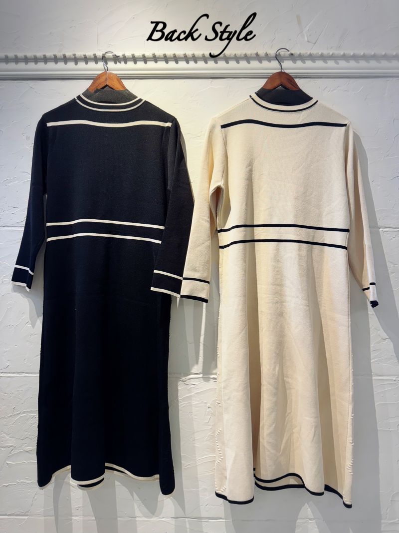 GoldボタンLineニットワンピース