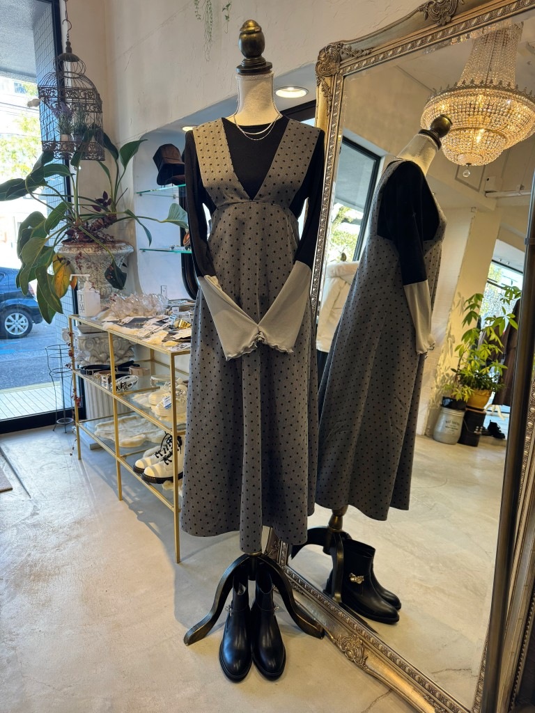 V Line Dotサロペットスカート