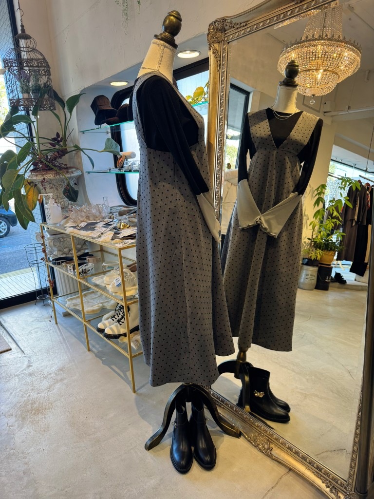 V Line Dotサロペットスカート