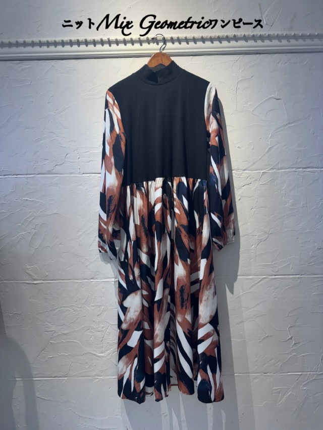 ニットMixGeometricHangワンピース