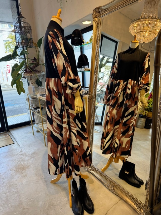 ニットMixGeometricHangワンピース