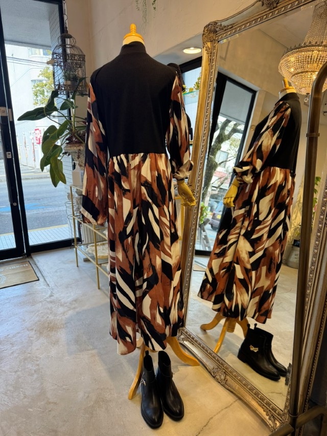 ニットMixGeometricHangワンピース