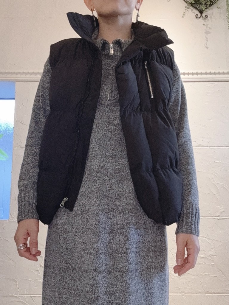 HighNeckZipper中綿ダウンベスト