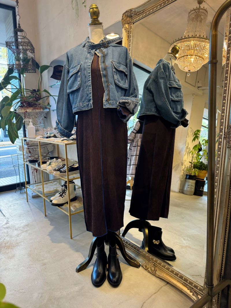 BlueLineBrownプリーツワンピース