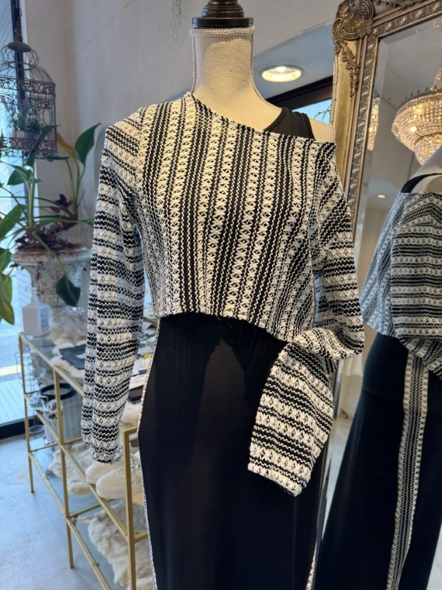 MonotoneLaceトップス＋LaceLineワンピースSetup