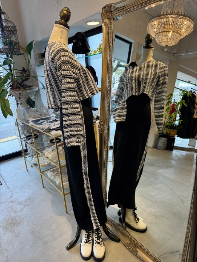 MonotoneLaceトップス＋LaceLineワンピースSetup