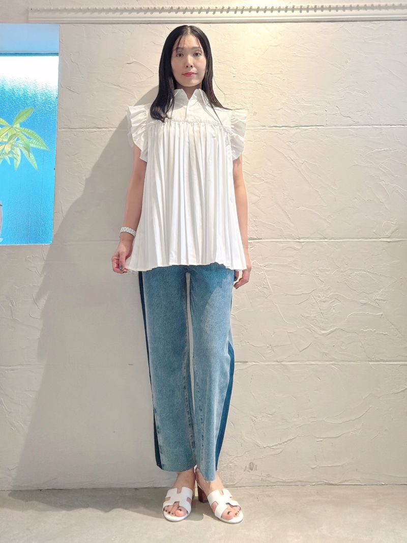 フリルSleeveプリーツブラウス