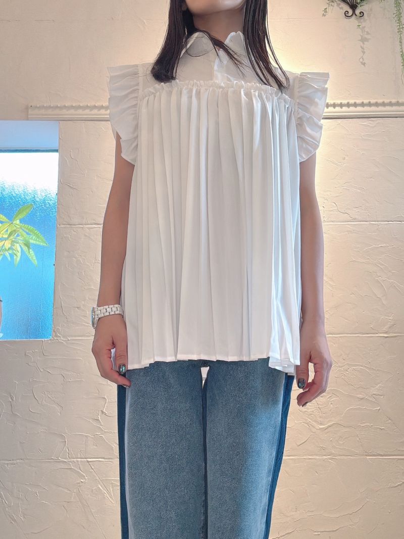 フリルSleeveプリーツブラウス