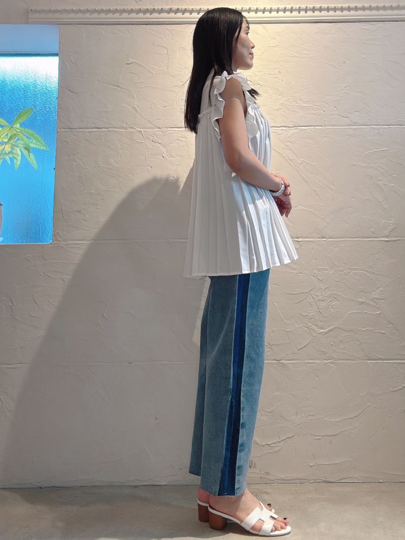 フリルSleeveプリーツブラウス